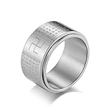 Y-YING サージカル ステンレス メンズ リング 指輪 卍 かっこいい 男性用指輪 仏教 般若心経 19号 色・シルバー