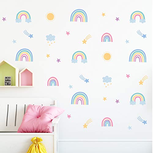 Image of Ava & Archer Rainbow Wall Decals - Modern Boho Rainbow Decor Stickers Set for Nursery & Girls Room Decorations - Gift for Girls Room Decor