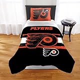 NORTHWEST Officially Licensed Philadelphia Flyers NHL Team Comforter Set – Microfiber Twin/Twin XL Comforter & Sham with Hockey Logo for Fans, Dorms, Game Day Bedrooms