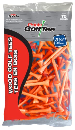 PRIDE GOLF TEE (PG3147512) Deluxe Tee (3-1/4 Inch, Citrus Orange) - 75 Count