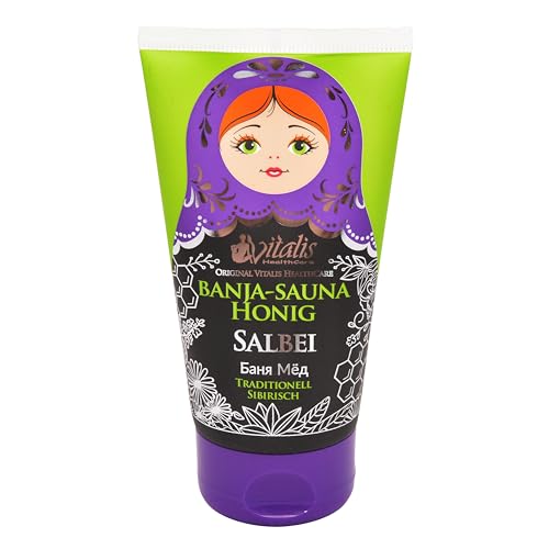 HAF® Vitalis Banja Sauna Sauge au miel | Tube de 150 g | Accessoire sauna | Crème de sauna apaisante et relaxante | 100 % naturelle sans additifs ni conservateurs | Qualité : fabriqué en Europe