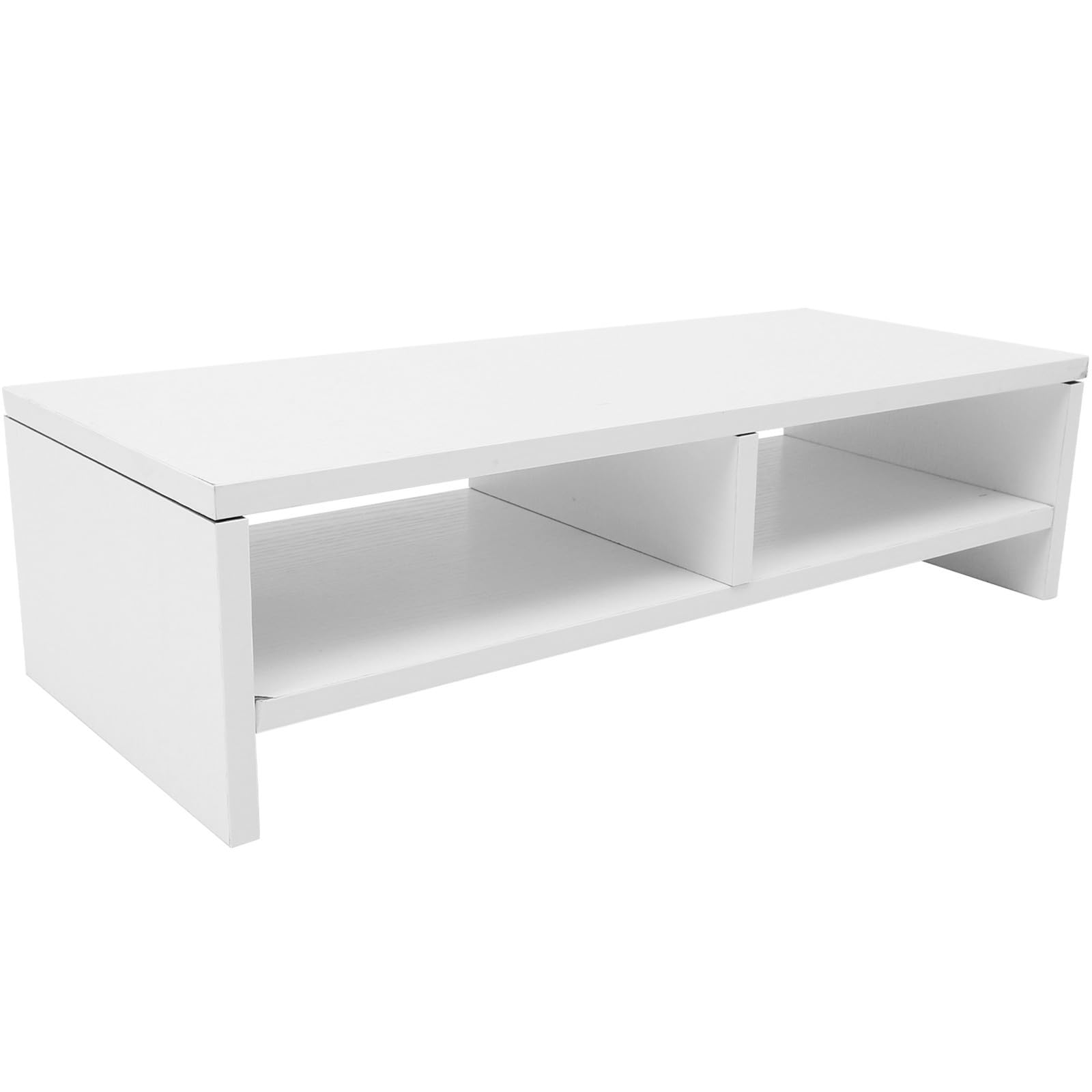 DOITOOL Blanco Monitor Soporte Elevador Madera de Diseño Elevador para Doble Capa Escritorio para Oficina