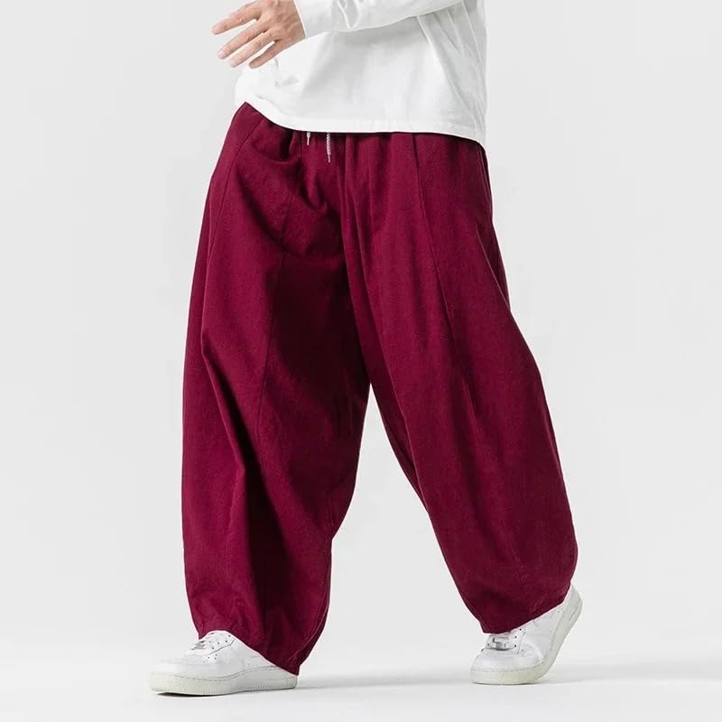 Men Casual Pants Fall Japanese Style Loose Vintage Warm Men's Lantern Pants Male Wide Leg Trousers3