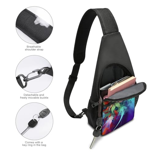 Bolso bandolera deportivo abstracto floral para senderismo miniatura 4