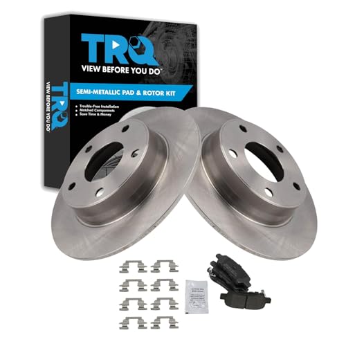 Image of TRQ Rear Brake Pad and Rotor Set Semi Metallic Compatible with 2020 Nissan Sentra