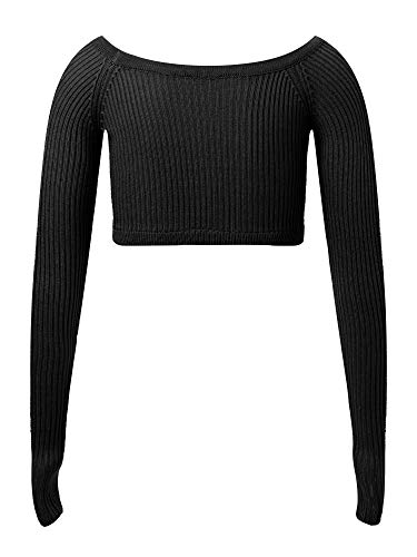 Big Girls Crew Neck Long Sleeve Pullover Knitted Jumper Crop Sweater Ballet Dance Clothing Crochet Tops2