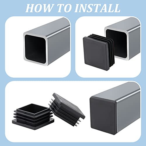 GORGECRAFT 10pcs 38x38mm Square Plastic Plug Plastic End Caps Black Insert Pipe Plugs Tubing Post End Cap for Steel Pipe Cover Tables Desks Chairs Bed Sofas Tables Furniture Foot Accessories - Image 4