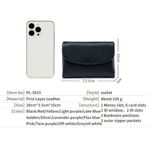 Unisex Pebble Leather Wallet, Small Genuine Full Grain Leather Purse with Credit Card Holder, Coin Holder & Cash Slots for Men and Women (Black)2