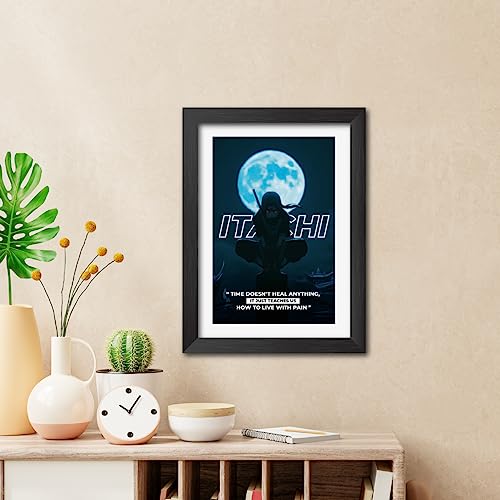 Image of TenorArts Itachi Uchiha Poster Naruto Anime Quotes Laminated Photo Frame Painting with Matt Finish Black Textures (12 inches x 9inches)