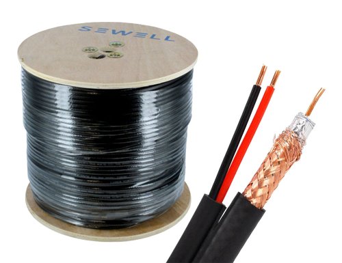 Sewell Direct SW-22856 Bulk RG59+Power 1000-Feet Spool Siamese Cable