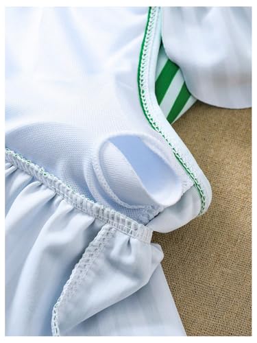 Floerns Girl's 2 Piece Swimsuits Striped Ruffle Hem High Waisted Bathing Suit4