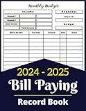 Bill Paying Record Book 2024-2025 - Monthly Payment Organizer Bills Tracker Notebook - Yearly Budget Planner: Simple Income Expense Checklist Paperback - 156 Pages - Finance Log For Home