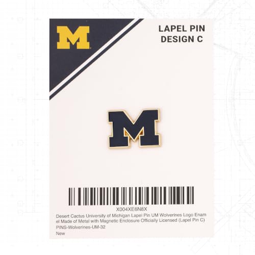 Image of Desert Cactus University of Michigan Magnetic Metal Lapel Pin (C)