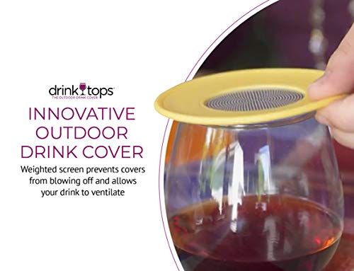 Drink Tops Ventilated Silicone Wine Glass Covers - Weighted Cover With Screen Allows Wine To Breathe - Outdoor Wine Glass Covers To Keep Particles Out - Bpa Free - 4Pk #TOP2