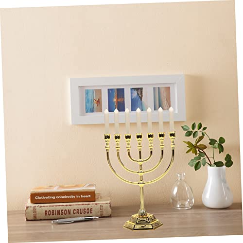 Support de bougies en métal doré et décoration religieuse - 8