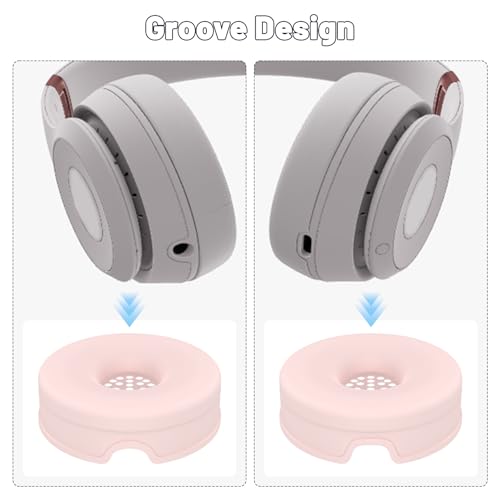 Cubiertas de almohadillas de silicona compatibles con Beats Solo 4 y Solo 3 Wireless – Fundas protectoras lavables y resistentes al sudor para almohadillas de auriculares on-ear (1 par/Rosa) miniatura 6
