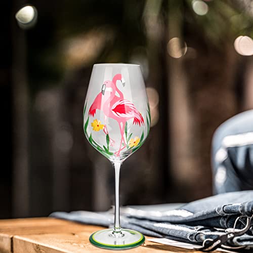 Hemoton Flamingo Painted Wine Glasses Hand- Painted Wine Cup Glass Drinking Cup Juice Goblets Beverage Champagne Milk Shake Glasses Cup Birthday Gift For Friends Sangria Glasses #TOP1