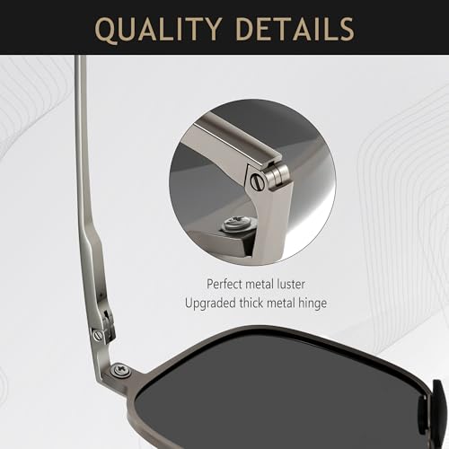 SUNGAIT Mens Sunglasses Polarized Square Aviator, UV400 Protection, Metal Frame for Driving, Fishing, and Outdoor Activities3