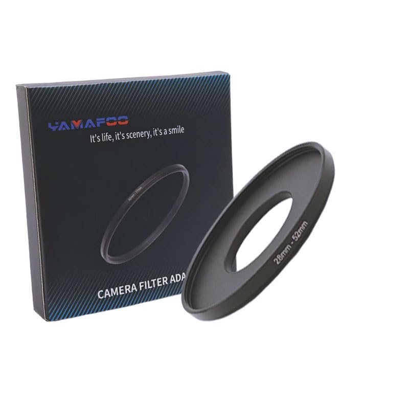 YAMAFOO 28mm to 52mm Step-Up Ring/Step Down Rings Filter Adapter for All Brands UV ND CPL Metal Ring Step-Up Rings Adapter Filter,Black(28-52)