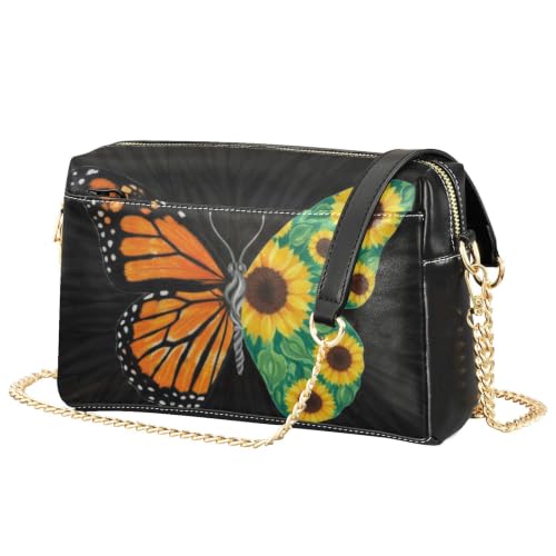 Sac à main en cuir synthétique tournesol et papillon pour illuminer votre style