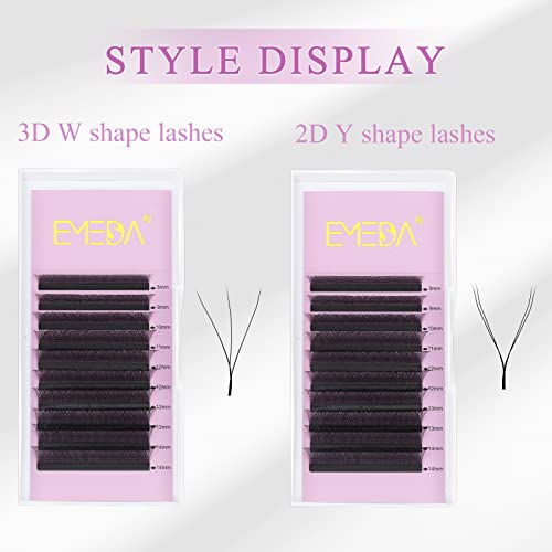 EMEDA W-shaped Premade Fans 0.07mm Lash Extensions D Curl 10mm Automatic Blooming Lashes Y Eyelash Extensions YY Volume Lashes Pre Made Fans W Lash Extensions Supply (0.07 D 10mm) - Image 2
