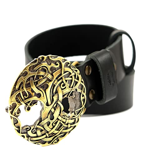 Leather belt with World Tree belt buckle, Scandinavian Nordic Celtic Old Norse Viking Tree of life, Yggdrasill belt buckle with leather belt3