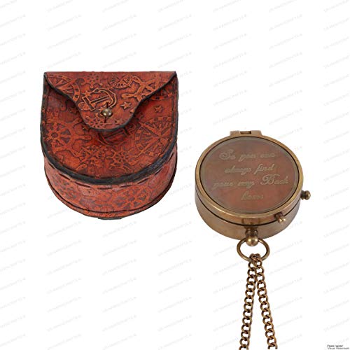 Brújula de Camping de Latón con Estuche de Cuero miniatura 2