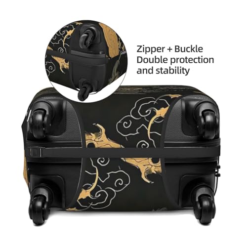 UNIOND Travel Luggage Cover Elastic Washable Flying Dragon Painting Suitcase Cover Protector Fashion Stretch Baggage Covers Dustproof Suitcase Sleeve Fits 18-32 Inch Luggage Small, Black3
