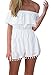 Produktbild Lanceyy Jumpsuit Damen Kurz Sommer Elegant Schulterfrei Einfarbig mit Rüschen Fashion Casual Perfect Pin-up Strand Overall Playsuit Rompers Style (Color : Weiß, Size : XL)
