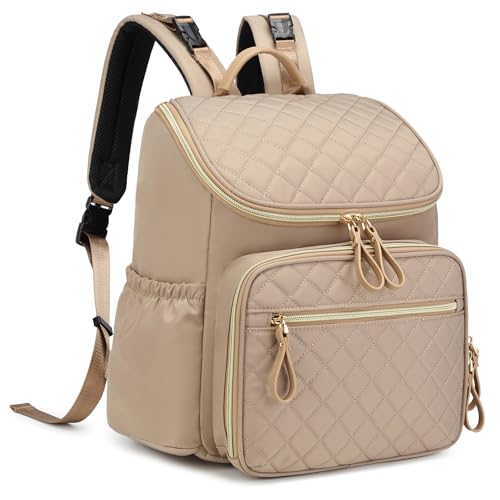 LORADI Large Capacity Diaper Bag Backpack with Stroller Buckle, Water-Resistant Travel Baby Bag with Insulated Pockets (Classic, Mocha Mousse)