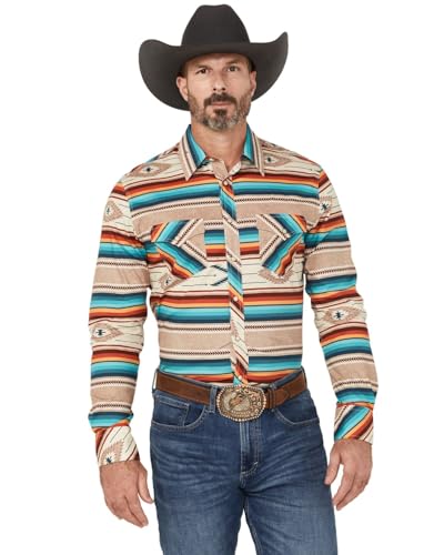 Rock & Roll Men's Slim Fit Southwestern Serape Long Sleeve Snap Shirt - BMN2S05475