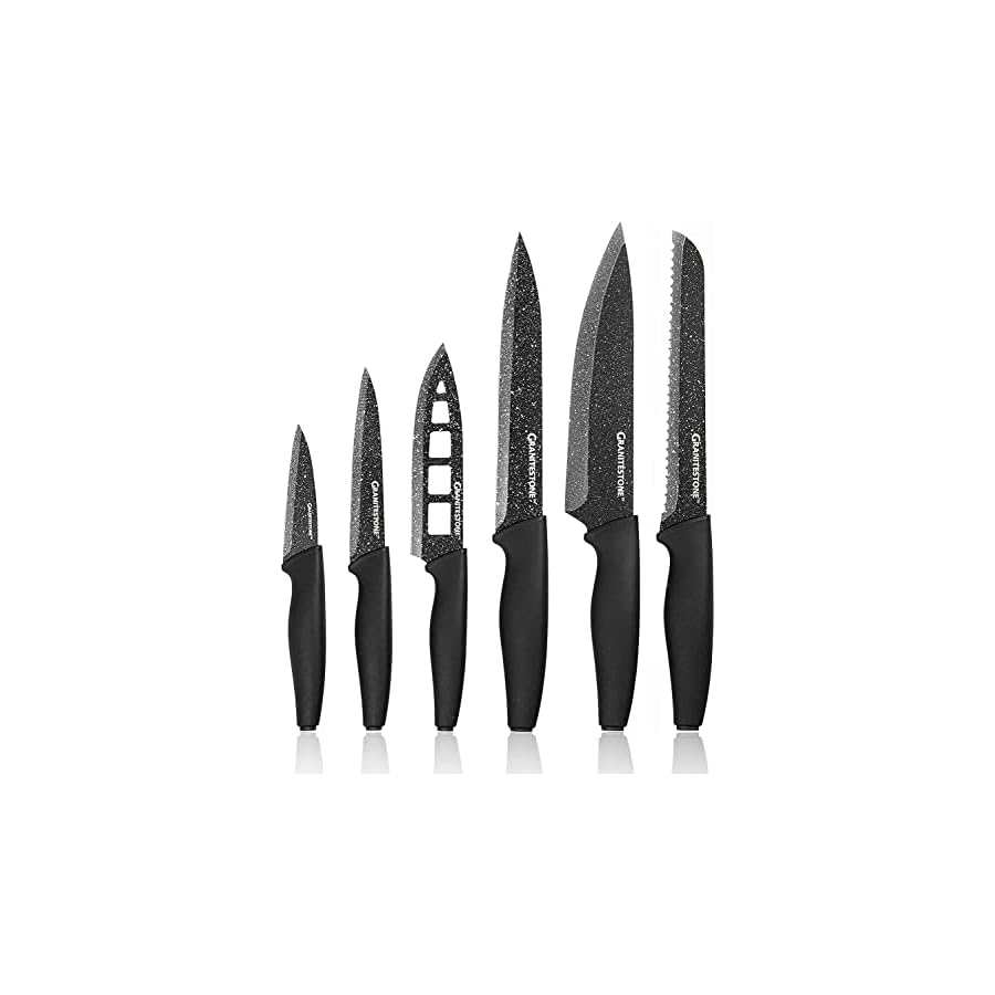 Granitestone-Nutriblade-6-Piece-Ultra-Sharp-PFOA-Free-Stainless-Steel-Blades-Kitchen-Knife-Set-with-Nonstick-Granite-Coating-Easy-Grip-Handle-Dishwasher-safe Granitestone Nutriblade 6 Piece - Ultra Sharp, PFOA-Free Stainless Steel Blades, Kitchen Knife Set, with Nonstick Granite Coating, Easy-Grip Handle, Dishwasher-safe
