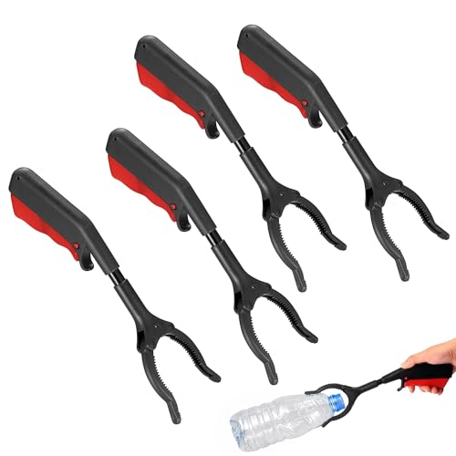 Caldamn 4 Stück Greifzange für Senioren 28cm Greifer für Senioren Müllzange Kinder Kurz Greifer zum Aufheben Tragbare Müllzange Greifzange für für Recycling Garten Hof