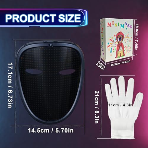 Masque LED à détection de gestes avec gants rechargeables pour cosplay