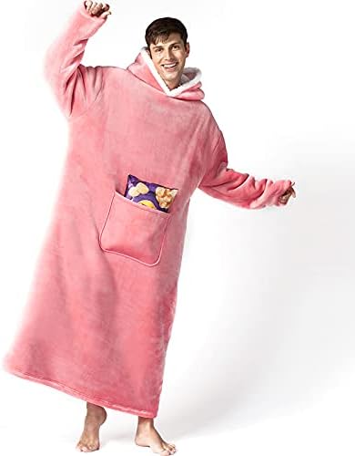 Hansleep Oversized Hoodie Blanket, Sherpa Fleece Snuggle Blanket Hoodie Women Men, Warm Fluffy Cosy Wearable Hooded Blanket for Women Girls Adults Mens Boys, Gift for Women, Grey, 89x110 cm