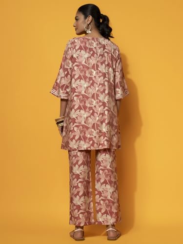 Image of Libas Womens Printed Silk Blend Co ord Set for Women | daily wear | casual wear | office wear