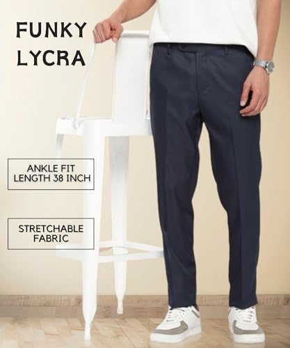 Image of MALENO Slim Fit Ankle Length Cotton Lycra Blend Formal Trouser for Men | Stretchable Ankle Length Formal Pant for Men