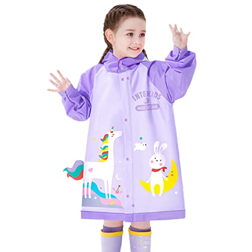 Image of Toddler Raincoat for Boys Girls Rain Poncho Waterpoof Kids Rain Jacket 3D Cartoon Hoodie Kids Rainwear L Size 5-6 Years