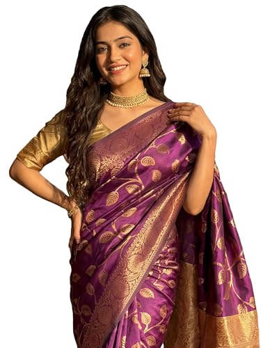 Image of AKHILAM Women's Kanjivaram Pure Soft Silk Saree For Women Saree With Unstitched Blouse Piece |Soft banarasi saree for women|silk saree pure silk