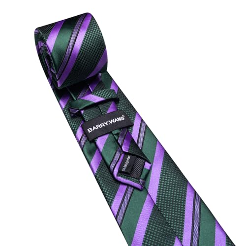 Image of Barry.Wang Mens Tie Set Plaid Check Neckties Formal Business Wedding Luxury Pocket Square Cufflinks