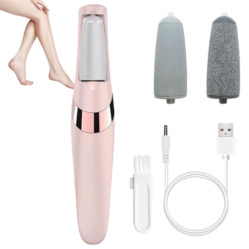 Portable Electric Foot File, Electric Callus Removers for Feet, Rechargeable Silk 3 pro Hard Skin Remover Foot, Professional Pedicure Tool Waterproof with 2 Rollers for Cracked, Removes Dry Skin(Pink)