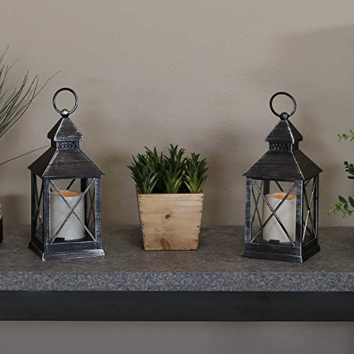 Sunnydaze Yorktown Indoor Decorative Led Candle Lantern - Set Of 2 - Rustic Vintage Flameless Light For Living Room, Kitchen, Bedroom And Bathroom - Antique Style Tabletop Decoration - 10-Inch #TOP1