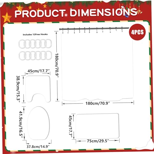 Rideaux douche imperméables Noël avec tapis antidérapants et WC - 5