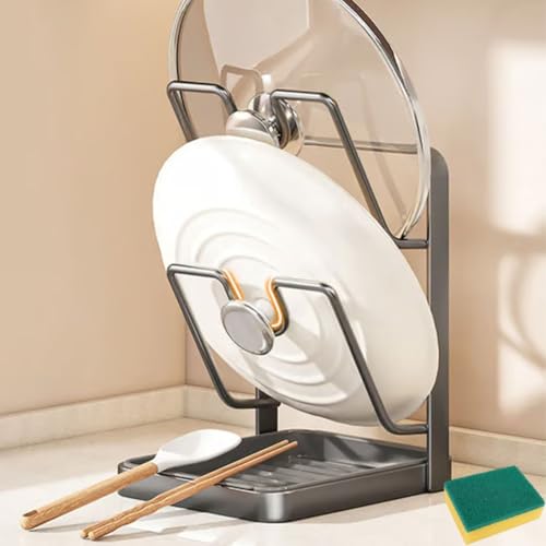 Kitchen Pot Lid Storage Rack with U-Shaped Slots and Removable