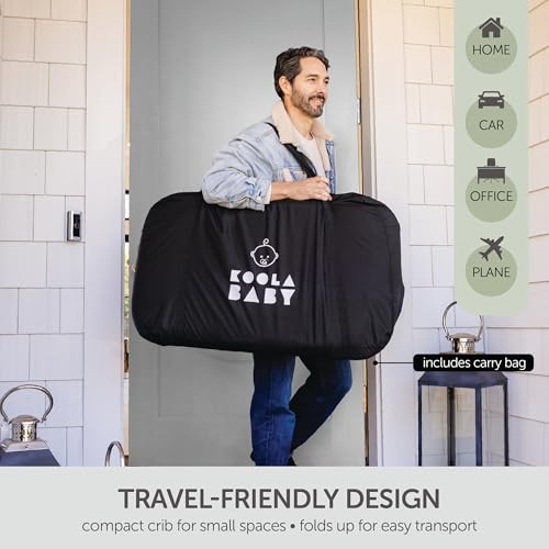 Image of KoolerThings 3 in 1 Baby Bassinet, Bedside Sleeper, & Playpen, Easy Folding Portable Crib (Black)- KoolaBaby (Mesh Bassinet)