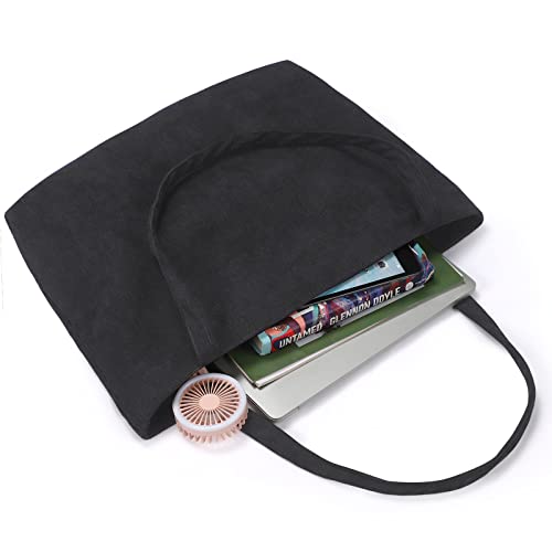 Sightor Corduroy Tote Bag For Women Shoulder Bag Big Capacity Shopping Bag Casual Handbags (Black) #TOP3