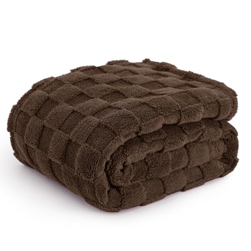 Bedsure GentleSoft Fall Throw Blanket for Couch Dark Brown -
