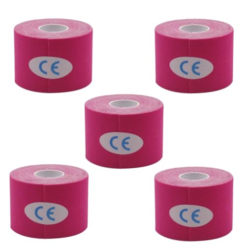 JOFUUM Venda Elástica Rosa de 5 Piezas 5cmx5cm, Cinta Deportiva, Muscular