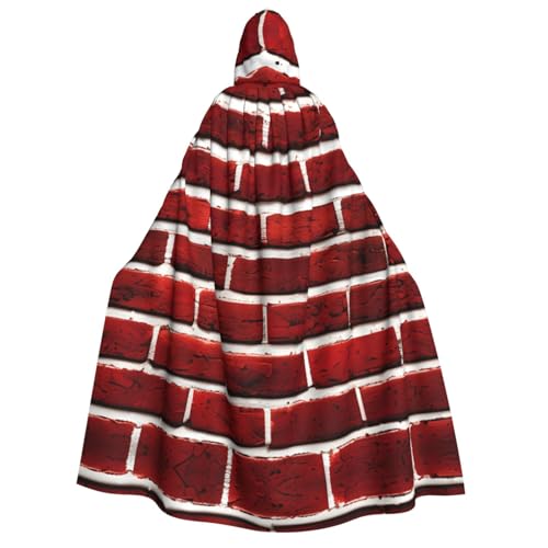 Cape à capuche pour homme costume d'Halloween magicien médiéval pierre rouge brique