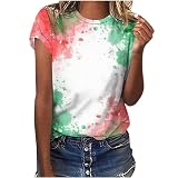 Ceboyel Womens Bleached Sublimation Blanks Shirts Leopard Graphic Tees Tops Short Sleeve Polyester Tshirts Cute Items Clothes Trendy Tops Green XL